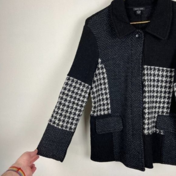 Katie Todd Mixed Print Patchwork Button Front Wool Coat Jacket Size Medium - Picture 3 of 4